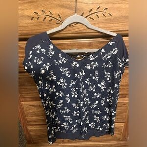 Silky blouse top with corseted back.